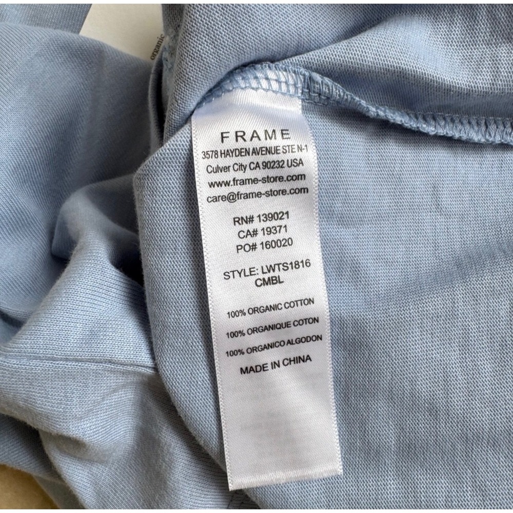 FRAME Frankie Puff Sleeve Tee Blue Gray Cotton Top XS - Picture 8 of 9